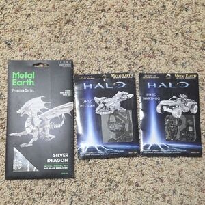 Metal Earth Silver Dragon and Halo Model Kits